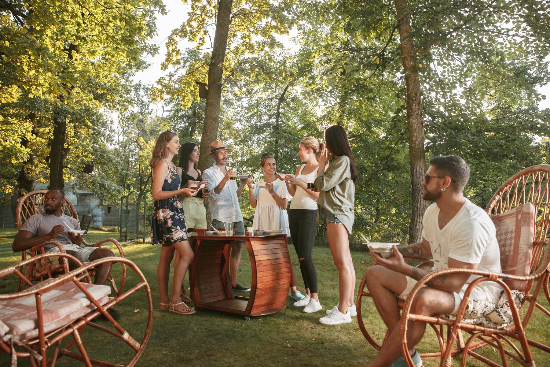A Group Of People Enjoying A Community Outdoor Space